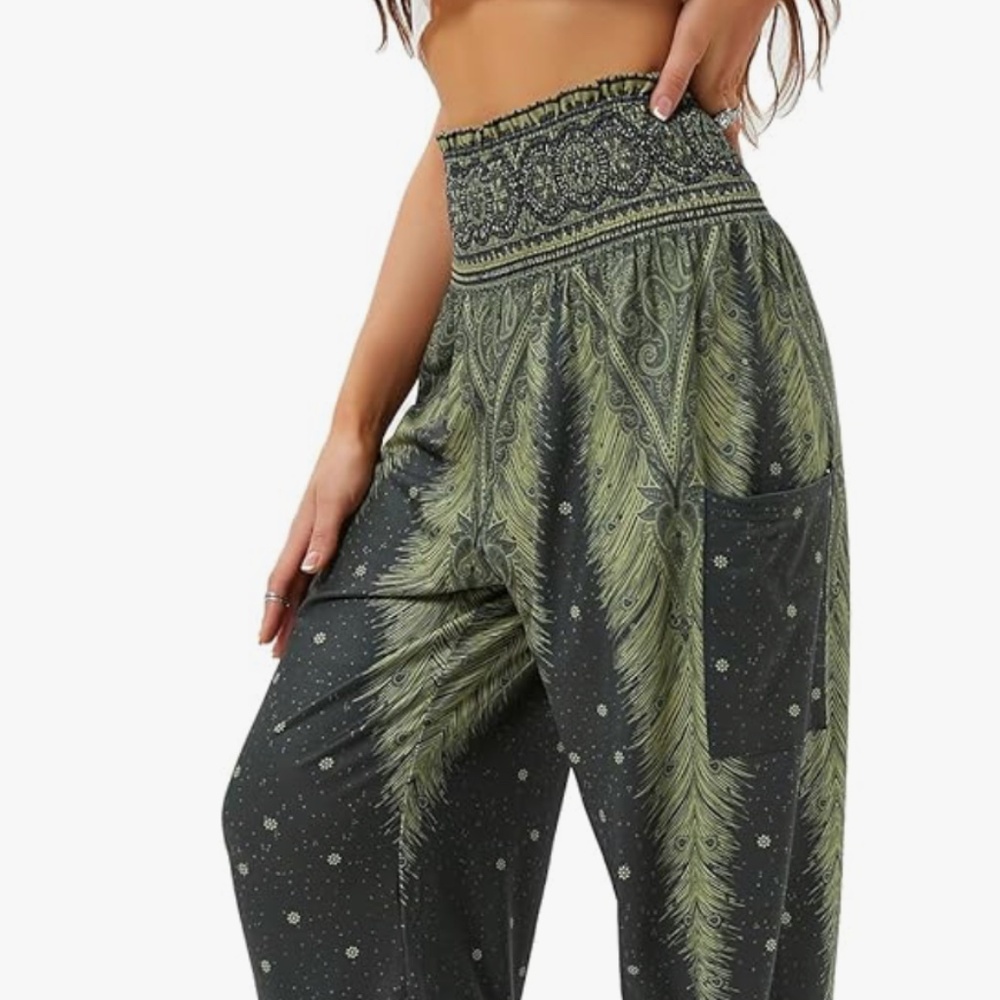 Women's Harem Pants. High Waist Yoga Boho Trousers with Pockets
